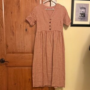 Gingham Maxi Dress in Red Checkered Pattern